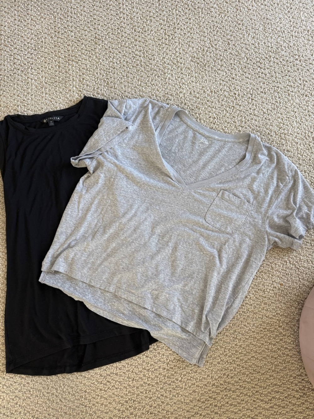 Madewell Heather Gray V-Neck Crop Tee & Black Layering Tank